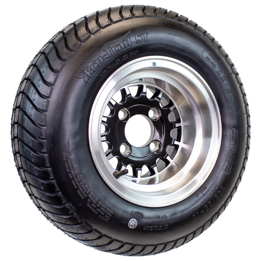 eCustomrim 205/65-10 Golf Cart ATV Trailer Tire On Rim 10X7 Gloss Black Wheel
