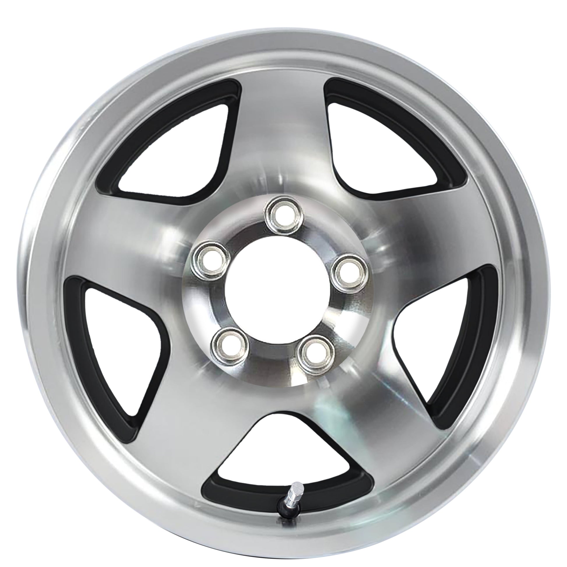 eCustomrim Aluminum Trailer Wheel 15X5 15 Inch Black Star Style 5 Lug On 4.5" Center Rim