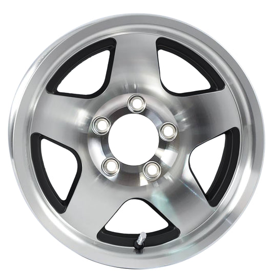 eCustomrim Aluminum Trailer Wheel 15X5 15 Inch Black Star Style 5 Lug On 4.5" Center Rim