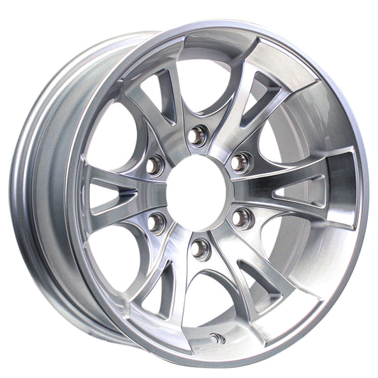 eCustomrim Aluminum Trailer Wheel 15X6 15 Inch A1411 Silver 6 Lug On 5.5" Center Rim