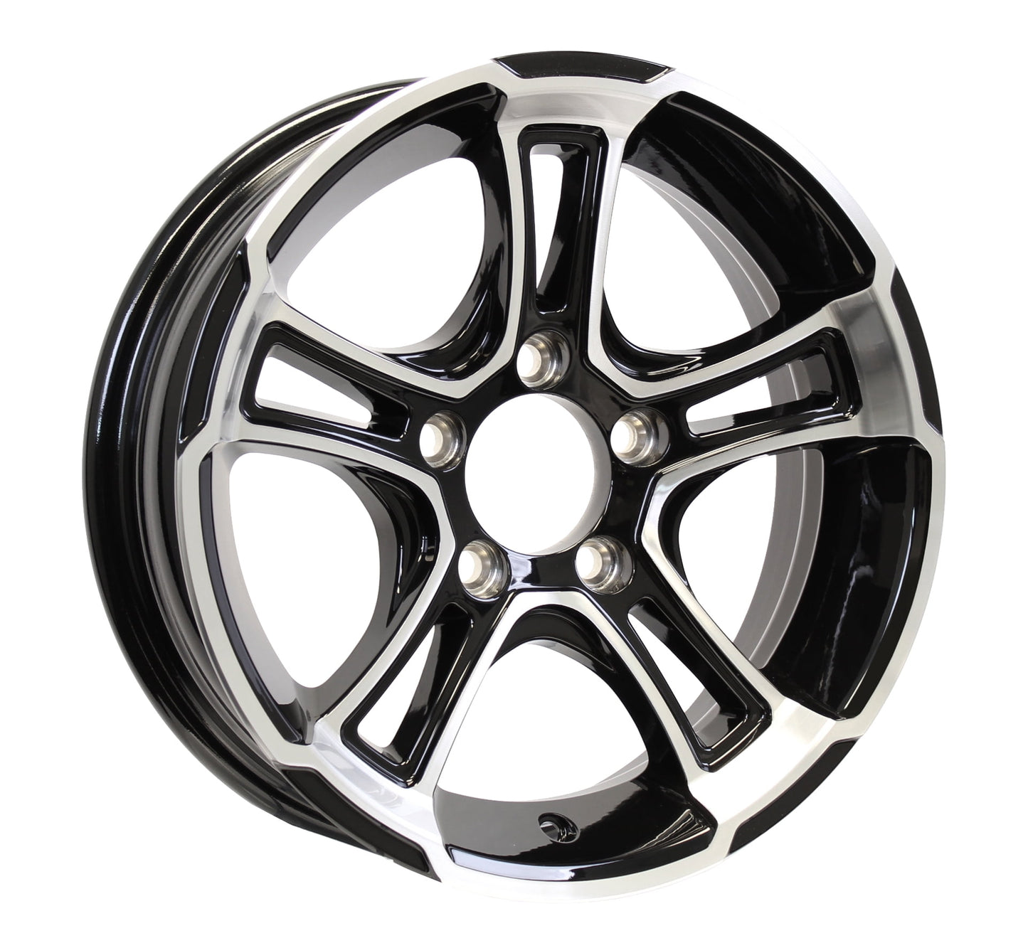 eCustomrim Aluminum Trailer Wheel 15X6 15 Inch Rim Black and Machined 5 Lug YCWH56545BM