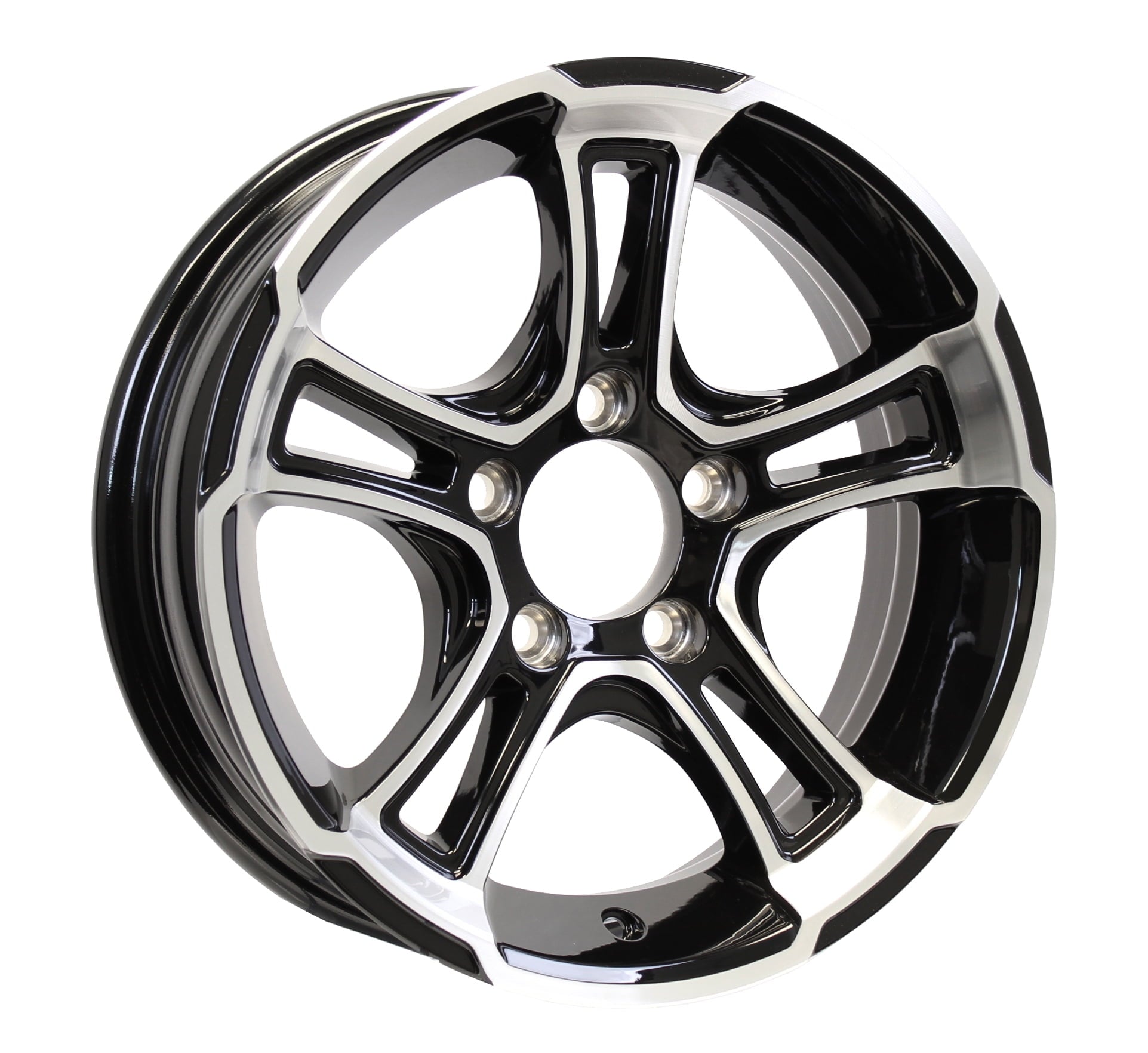 eCustomrim Aluminum Trailer Wheel 15X6 15 Inch Rim Black and Machined 5 Lug YCWH56545BM