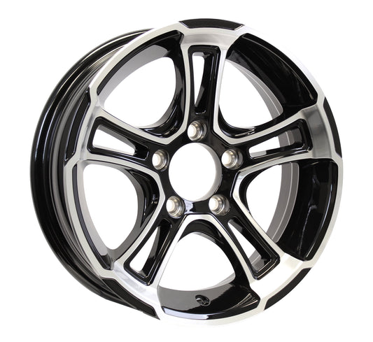 eCustomrim Aluminum Trailer Wheel 15X6 15 Inch Rim Black and Machined 5 Lug YCWH56545BM