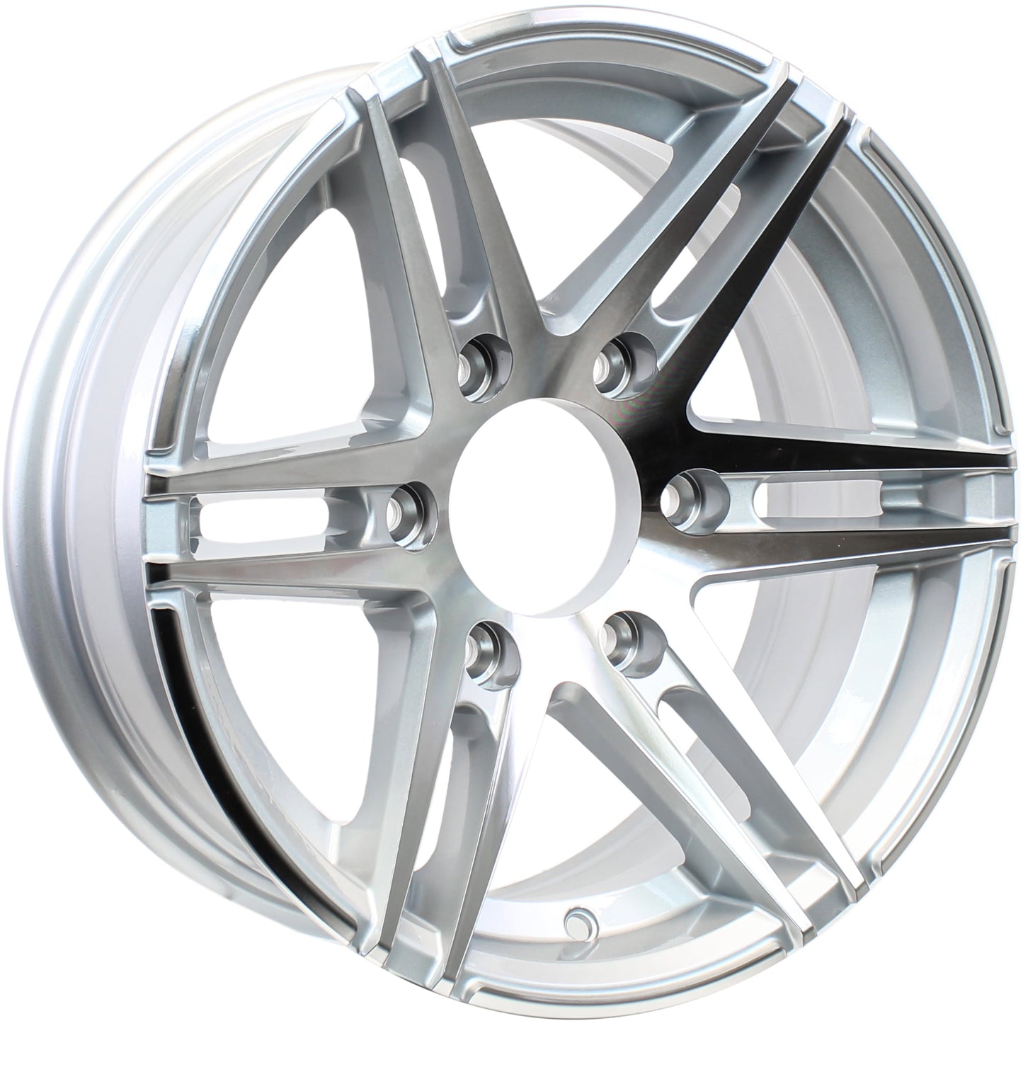 eCustomrim Aluminum Trailer Wheel 15X6 15 Inch Sidewinder Style 6 Lug On 5.5" Center Rim