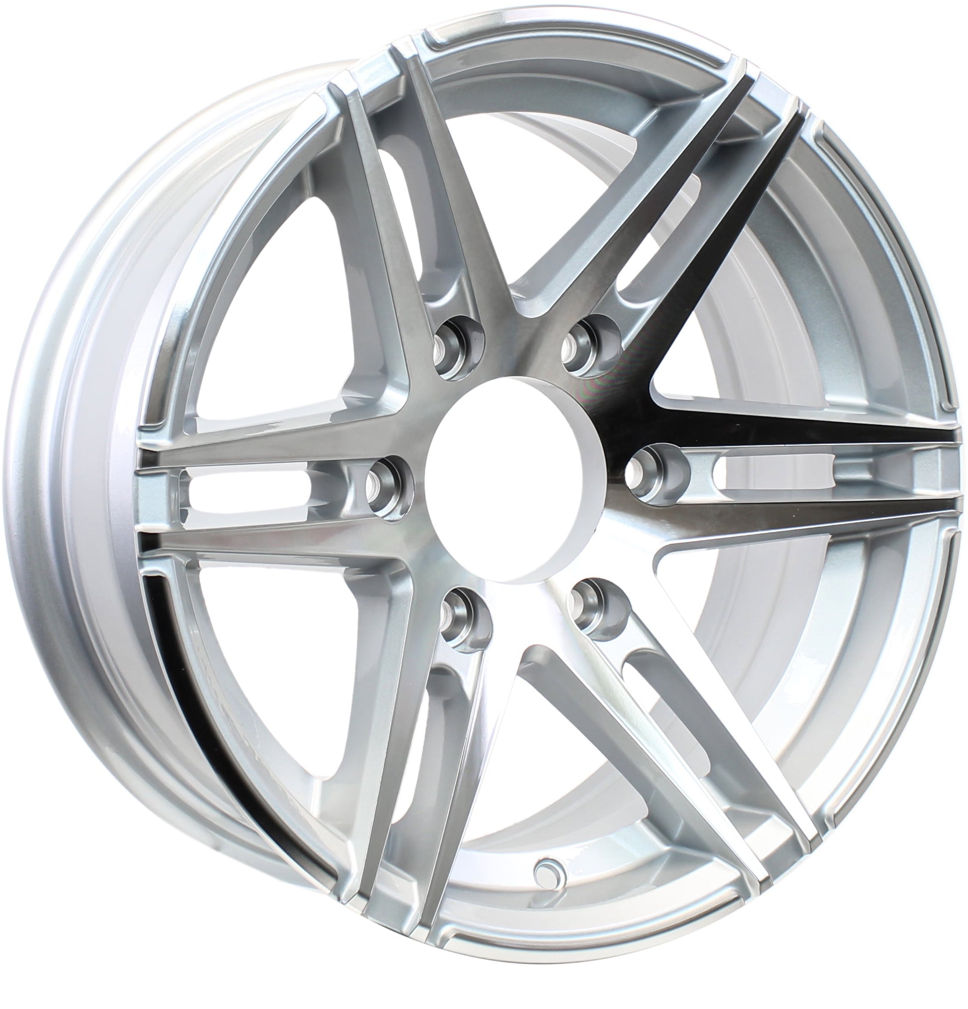 eCustomrim Aluminum Trailer Wheel 15X6 15 Inch Sidewinder Style 6 Lug On 5.5" Center Rim