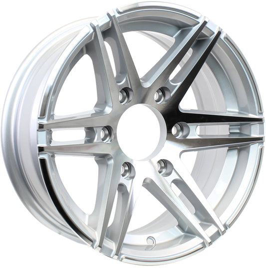 eCustomrim Aluminum Trailer Wheel 15X6 15 Inch Sidewinder Style 6 Lug On 5.5" Center Rim