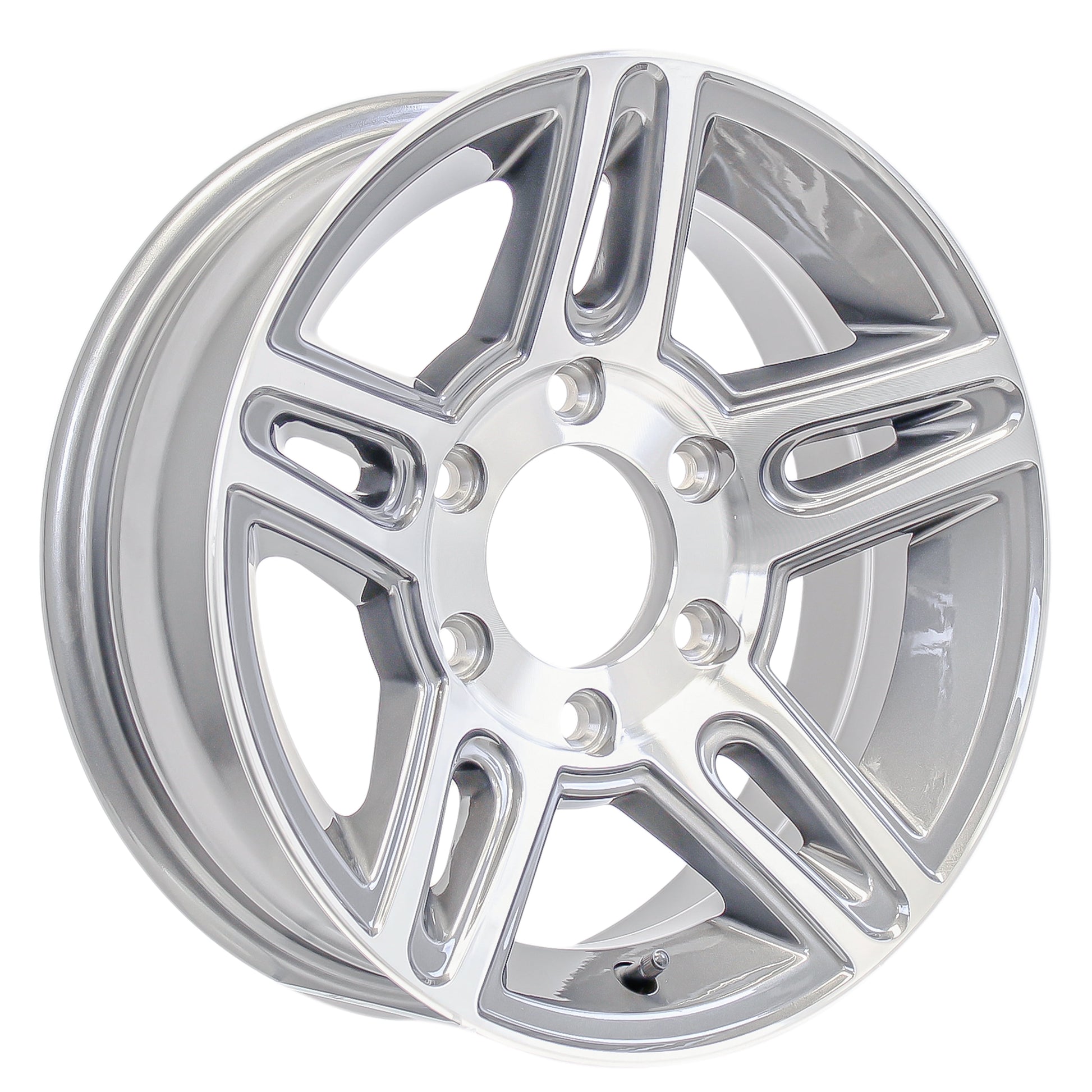eCustomrim Aluminum Trailer Wheel 15X6 15 Inch Silver Inlay Style 6 Lug On 5.5" Center Rim