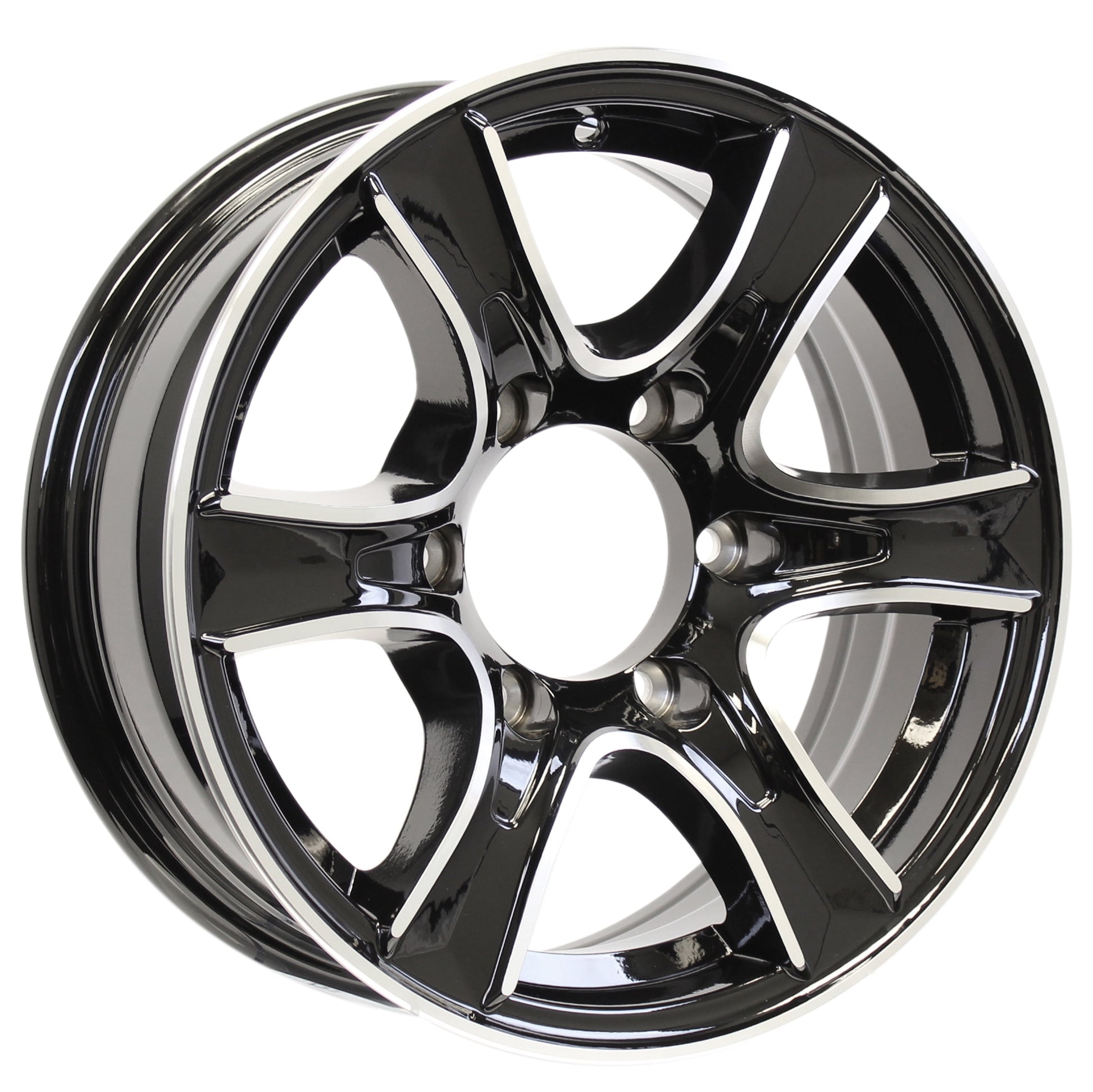 eCustomrim Aluminum Trailer Wheel 15X6 15 Inch Thoroughbred Black 6 Lug On 5.5" Center Rim