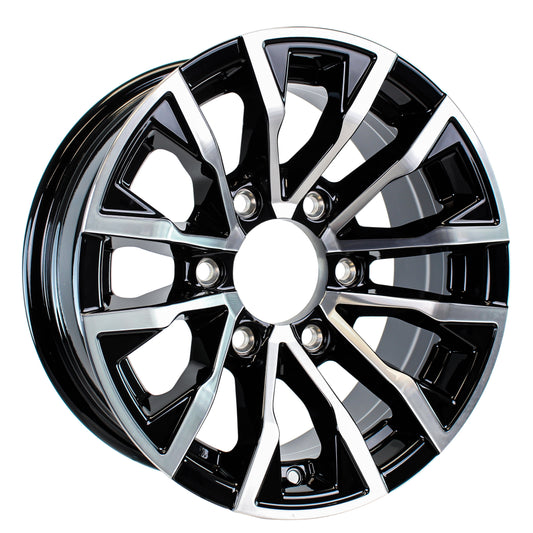 eCustomrim Aluminum Trailer Wheel 16X6 16 Inch Edge Black 6 Lug On 5.5" Center Rim