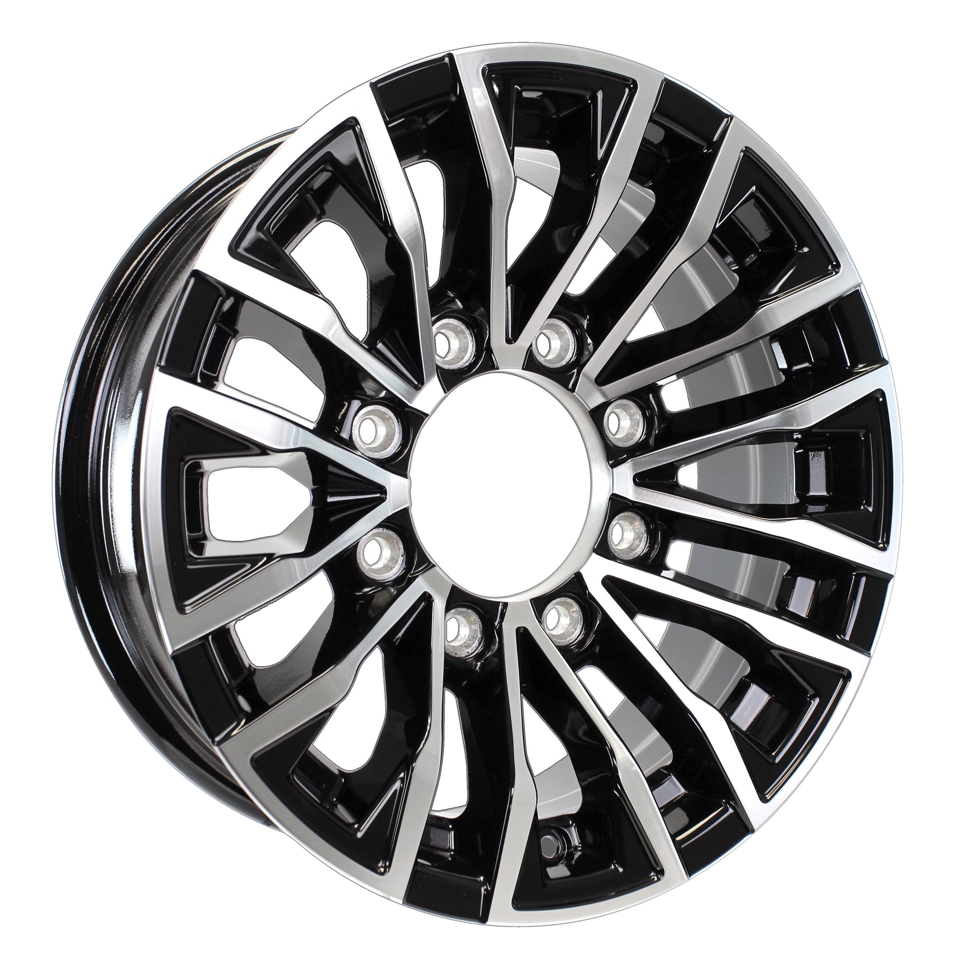eCustomrim Aluminum Trailer Wheel 16X6 16 Inch Rim Black and Machined 8 Lug LZED66867BM