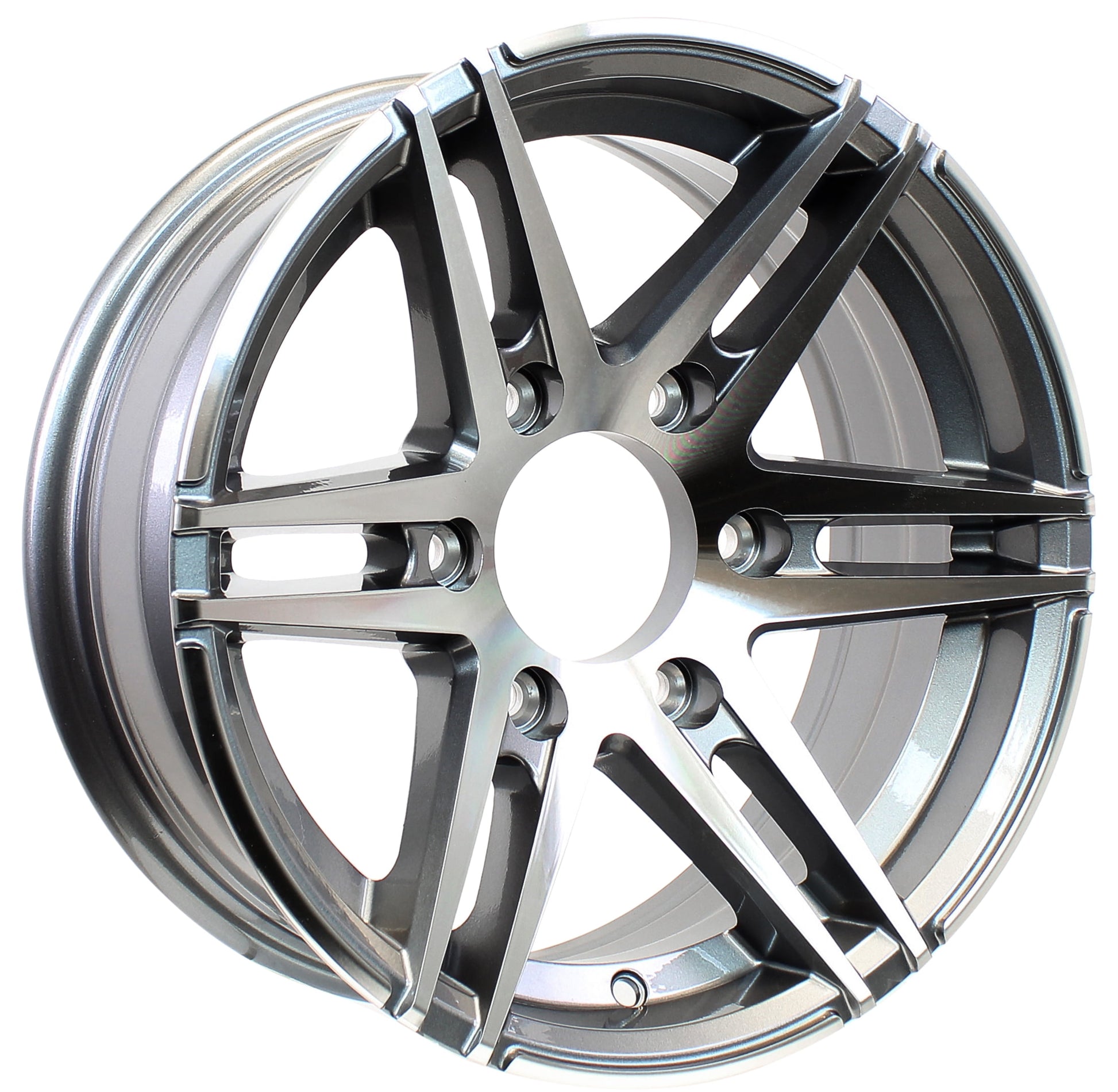eCustomrim Aluminum Trailer Wheel 16X6 16 Inch Rim Gun Metal Machined 6 Lug PDSW66655GM