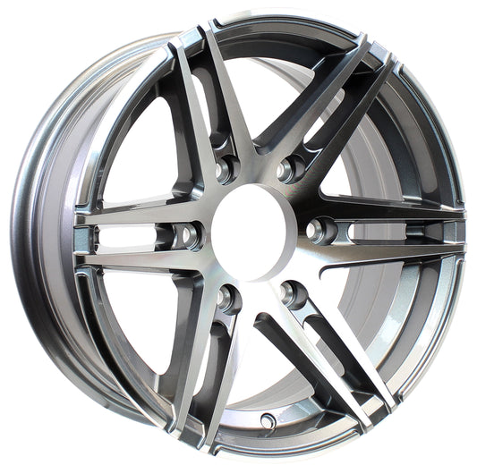 eCustomrim Aluminum Trailer Wheel 16X6 16 Inch Rim Gun Metal Machined 6 Lug PDSW66655GM