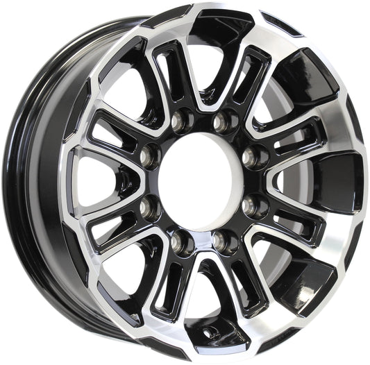 eCustomrim Aluminum Trailer Wheel 16X6 16 X 6 8 Lug 6.5 Center White Hawk Black Rim