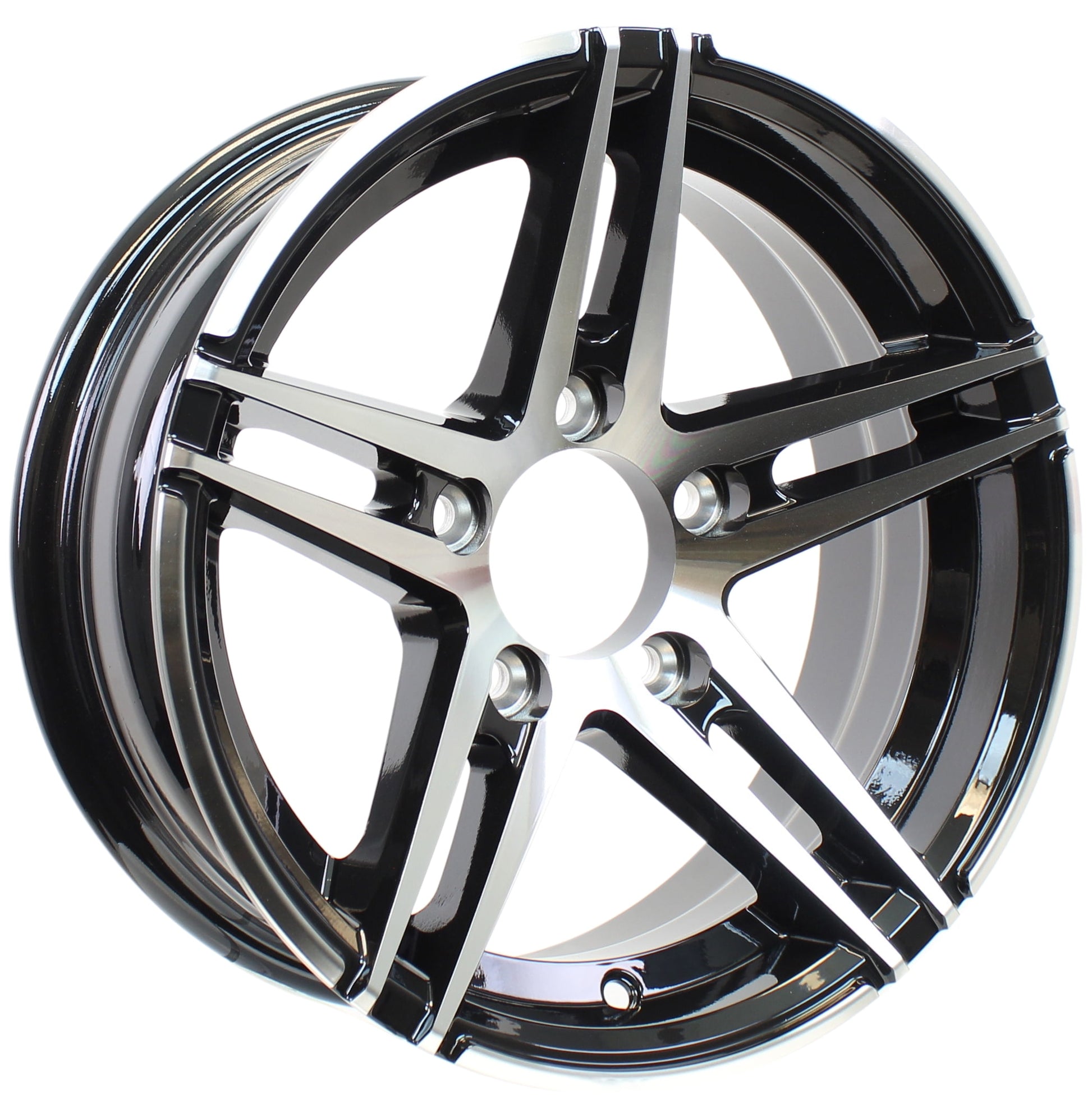 eCustomrim Black Aluminum Spoke Sidewinder Trailer Rim 15 in. x 5 in 15X5 Satin on Black