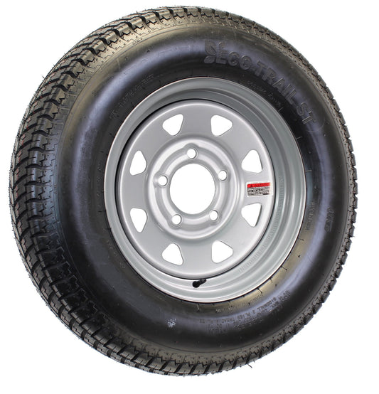 eCustomrim Mounted Trailer Tire Rim ST175/80D13 175/80 D Load C 5-4.5 Silver Spoke Wheel