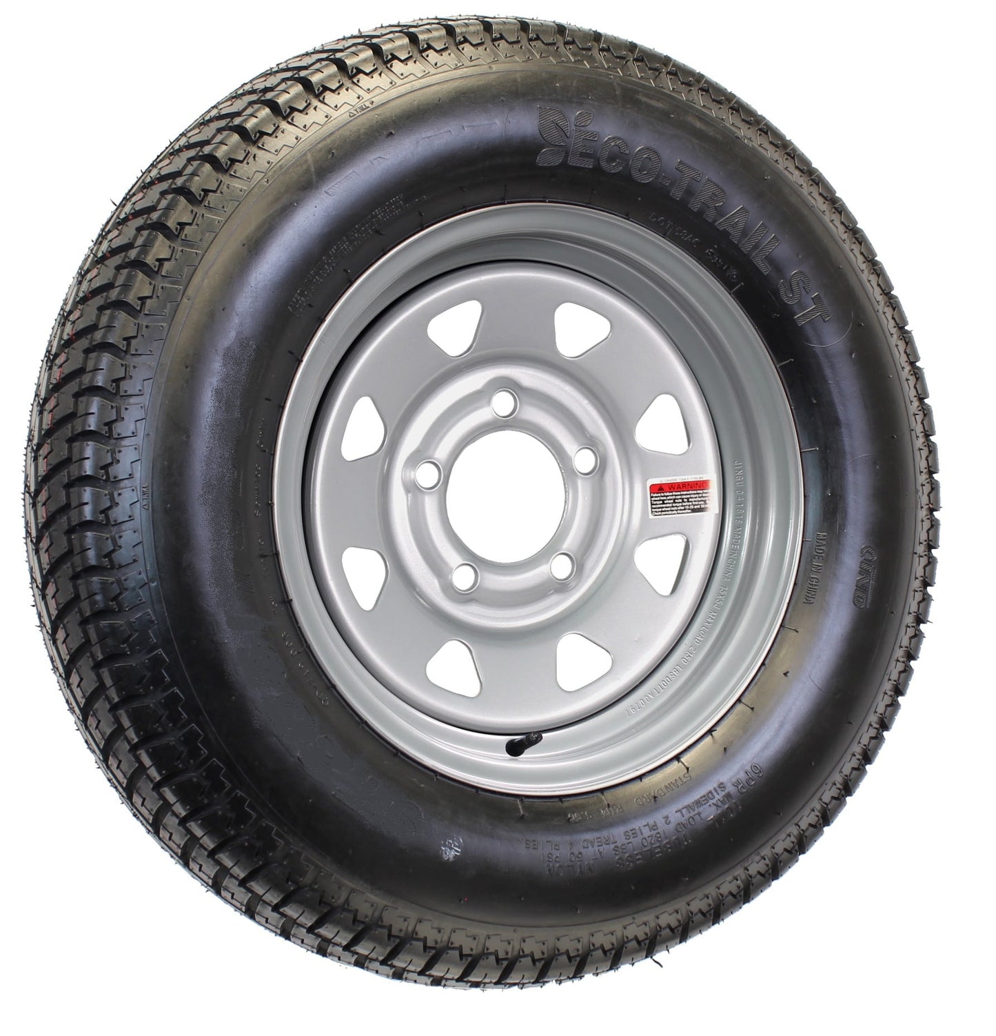 eCustomrim Mounted Trailer Tire Rim ST175/80R13 175/80 Radial 13 Load D 5-4.5 Silver Wheel