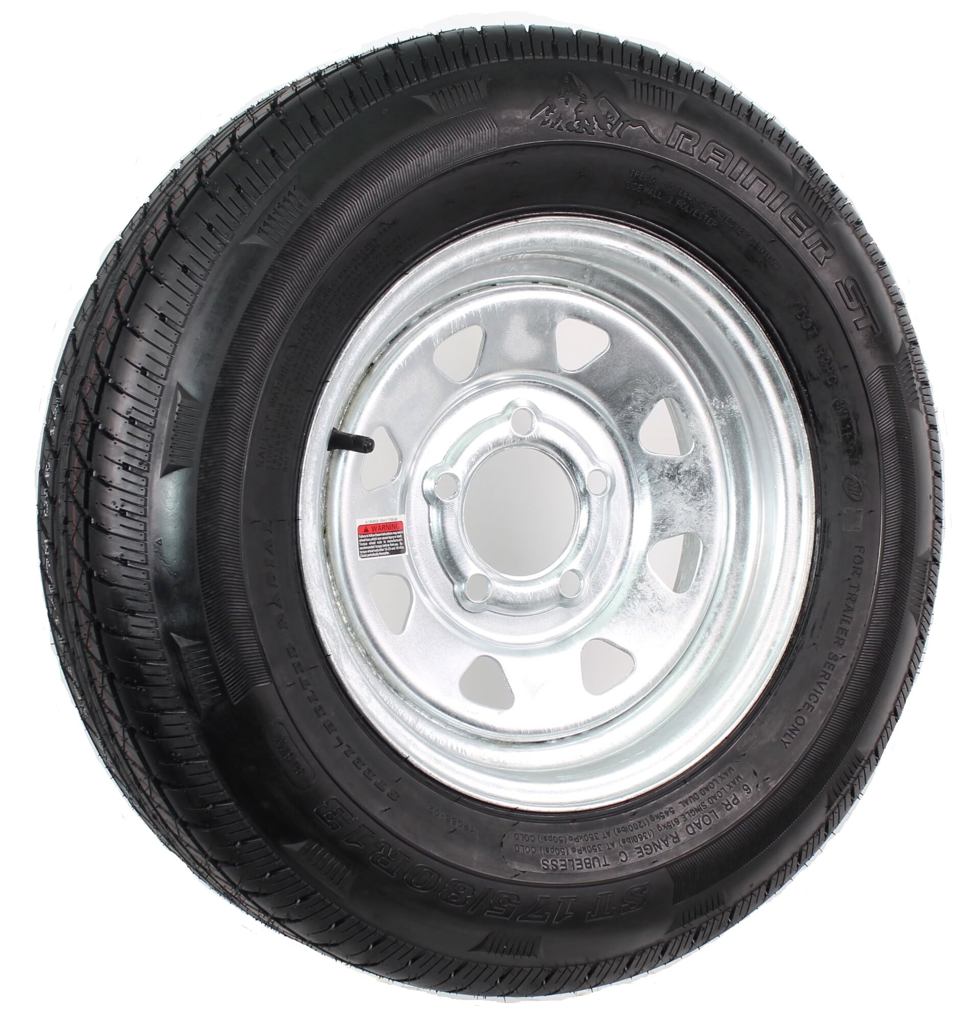 eCustomrim Radial Trailer Tire Rim ST175/80R13 175/80R-13 Load C 5 Lug Galvanized Spoke