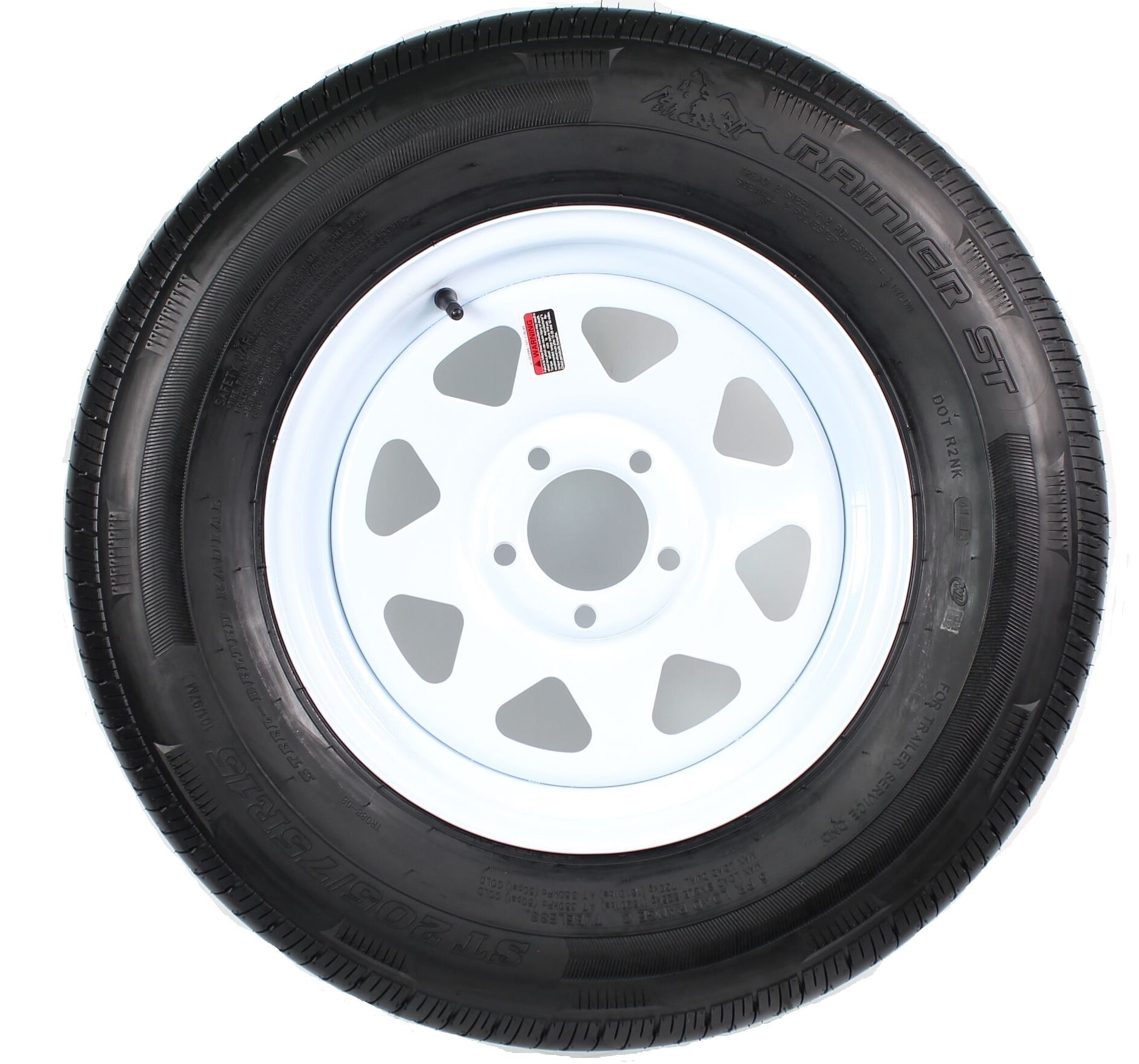eCustomrim Radial Trailer Tire Rim ST205/75R15 Load C 15x5 5-5 White Spoke 6 Yr Warranty