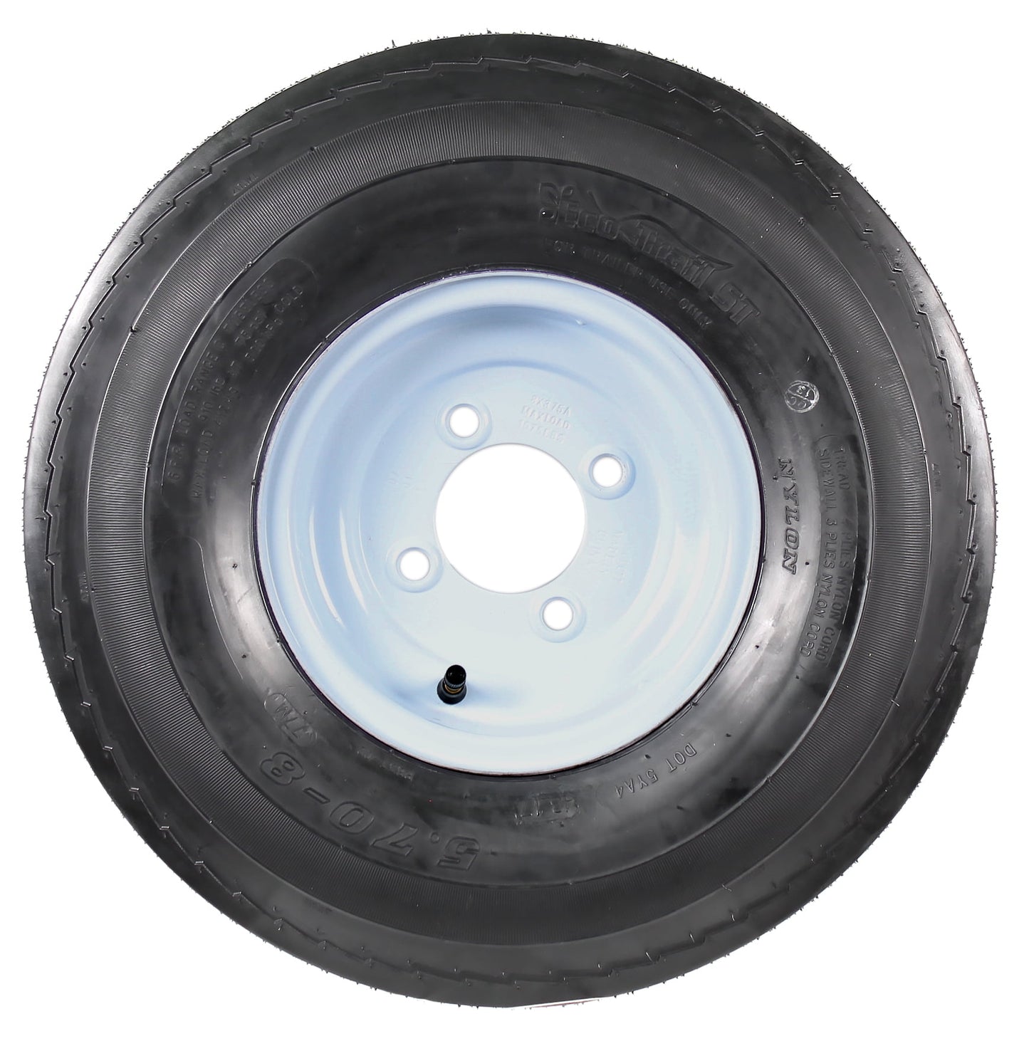eCustomrim Trailer Tire On Rim 570-8 5.70-8 Load Range C 4 Lug Conventional White Wheel