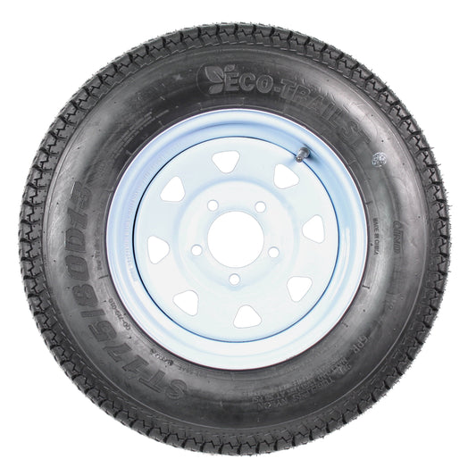 eCustomrim Trailer Tire On Rim ST175/80D13 175/80 D 13 Load C 5 Lug White Spoke Wheel