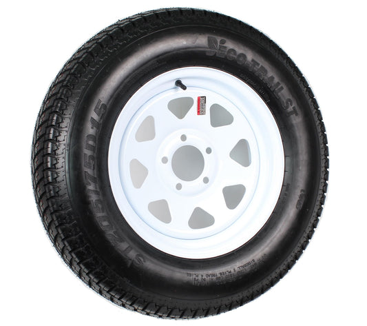 eCustomrim Trailer Tire Rim ST205/75D15 205/75 D LRC 4.5 in. Bolt Hole White Spoke Wheel