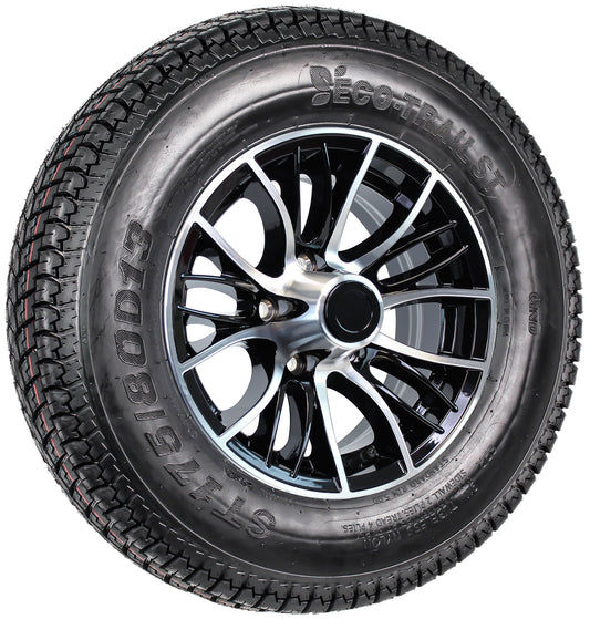 eCustomrim Trailer Tire ST175/80D13 Load Range C 13X5 5-4.5 Evolution Black Aluminum Rim
