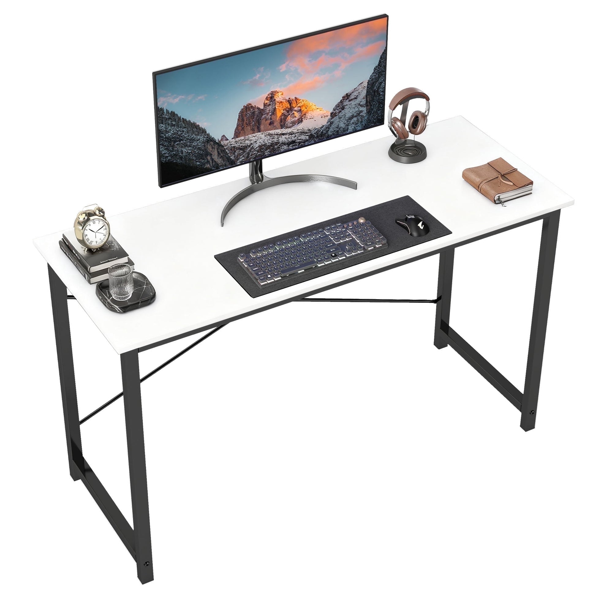 edx 47 inch Computer Desk Modern Writing Desk, Industrial Office Desk, Office Table for Small Spaces,Sturdy Laptop Table for Home Office, White