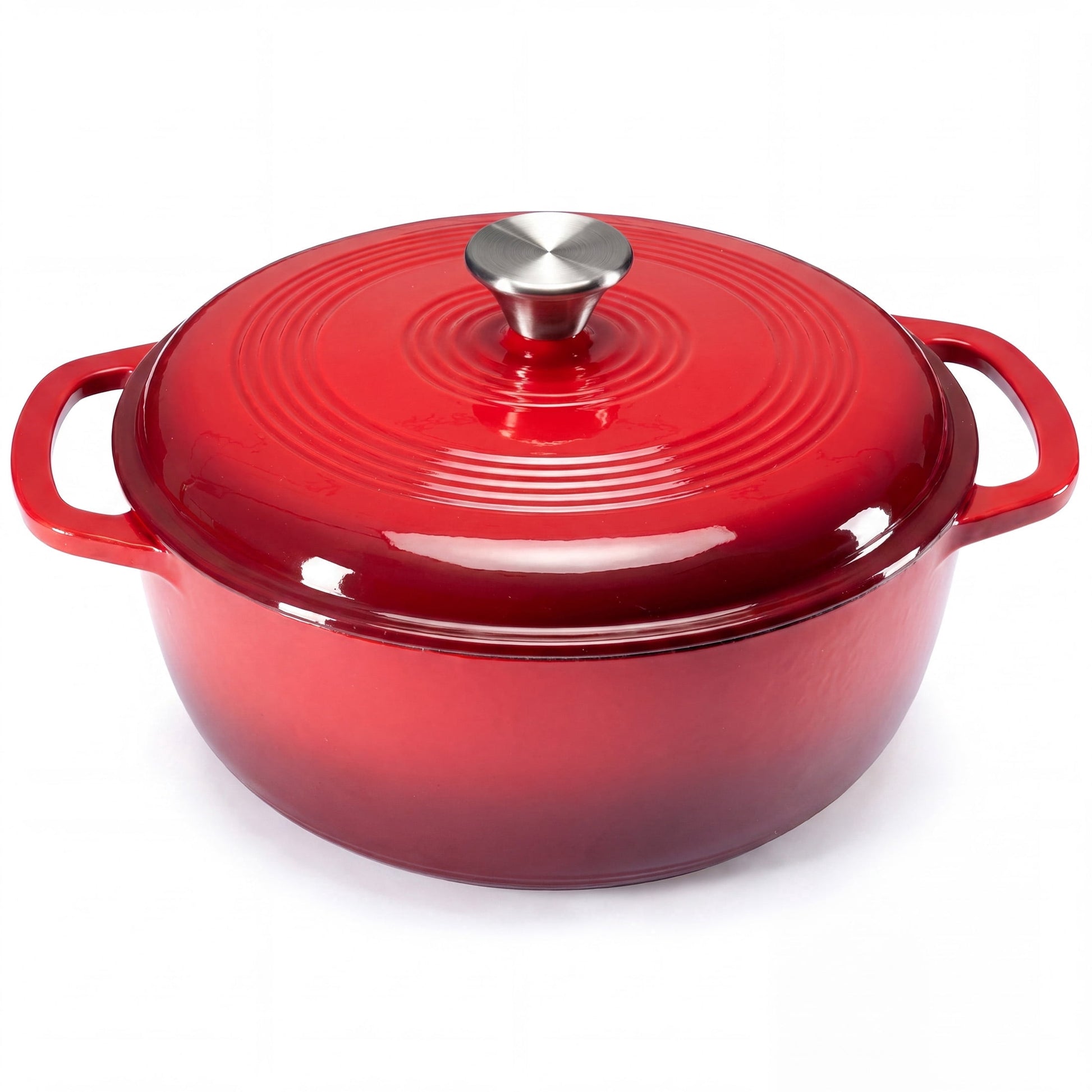 edx 6QT Enamel Cast Iron Dutch Oven with Lid, 11 Inch Heavy-Duty Non Stick Casserole Pot Safe up to 500Â° F Kitchen Essentials Bread Baking, Braising, Stews, Roasting, Red