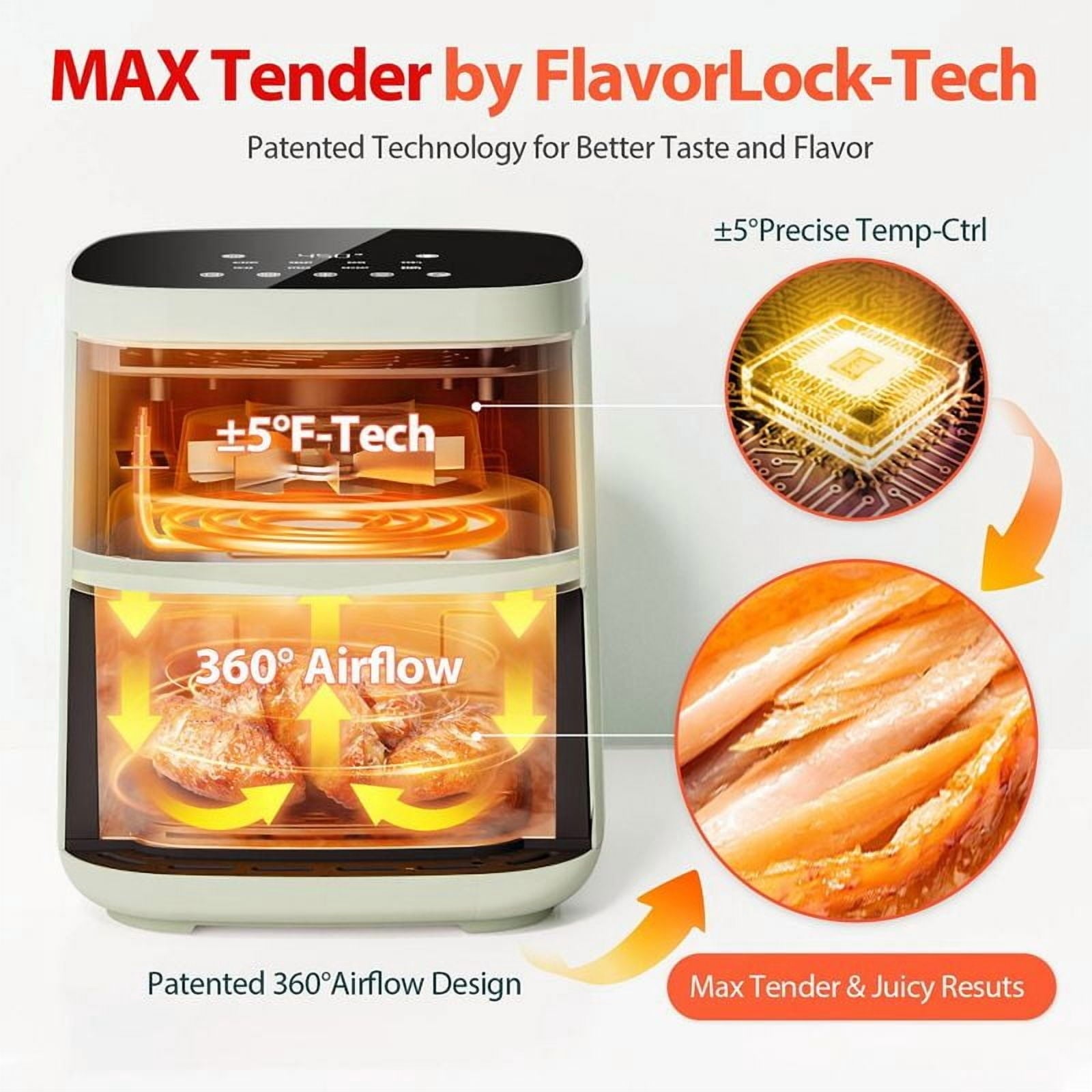 eelicious 8-in-1 4QT Air Fryer, 450 ° F Digital Airfryer with ke Reminder, Less Oil, Fvor-Lock Tech, Dishwasher-Safe, for 1-3 People,