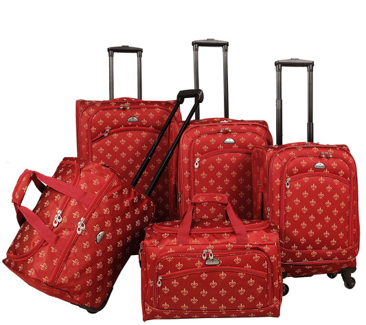 American Flyer Fleur de Lis 5-Piece Spinner Luggage Set