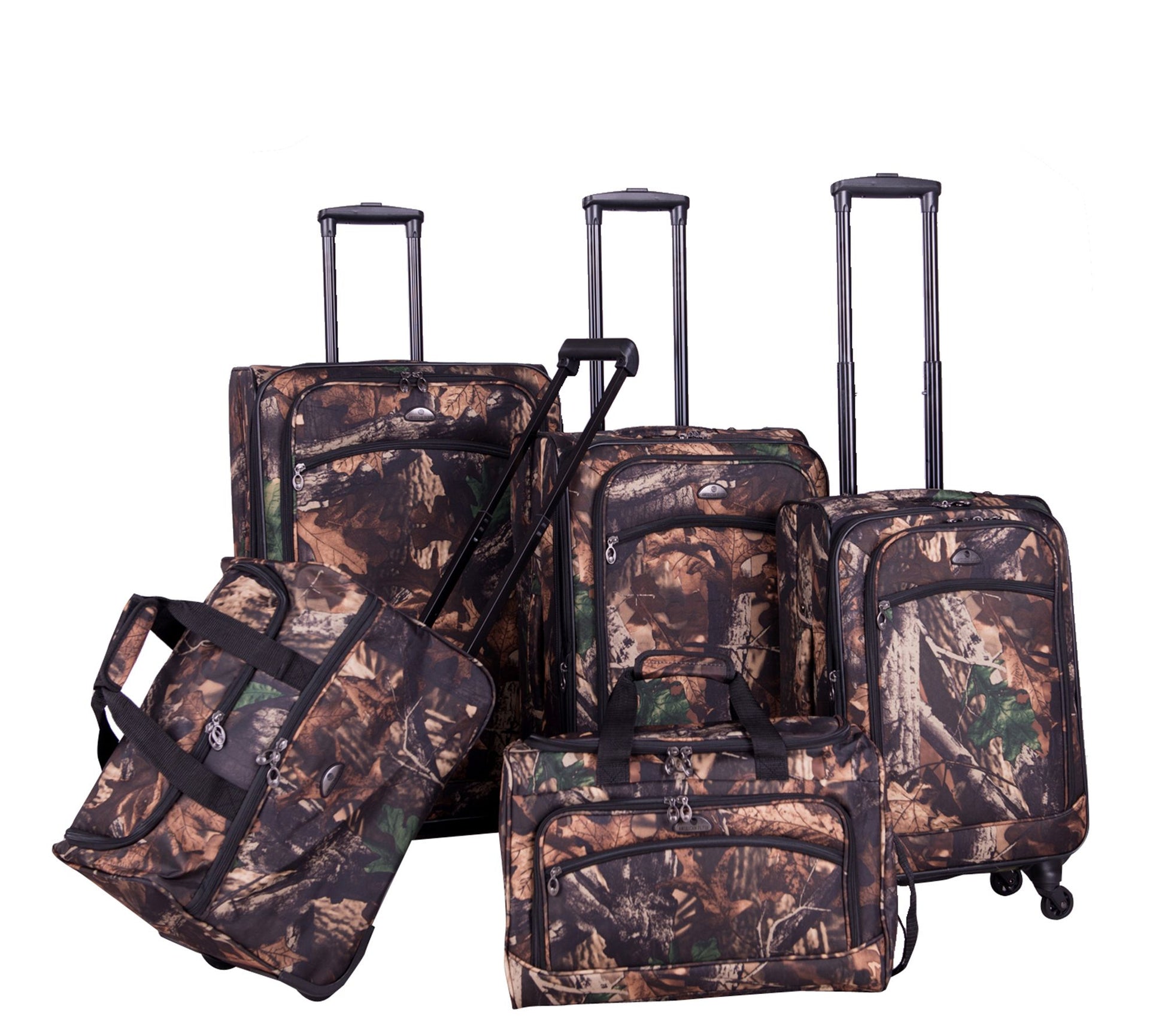 American Flyer Camo Green 5-Piece Spinner Luggage Set