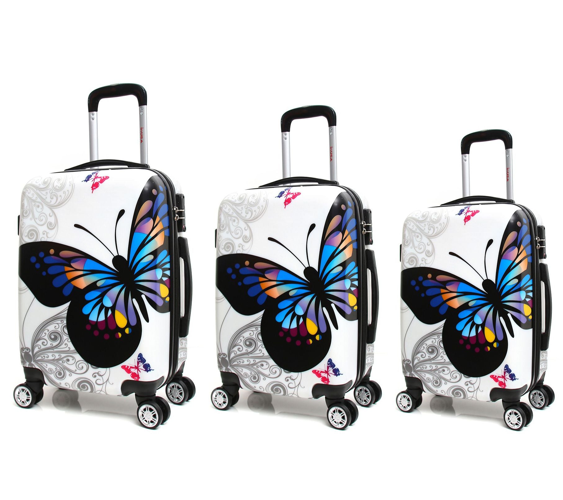 InUSA Butterfly Lightweight Hardside Spinner 3iece Set