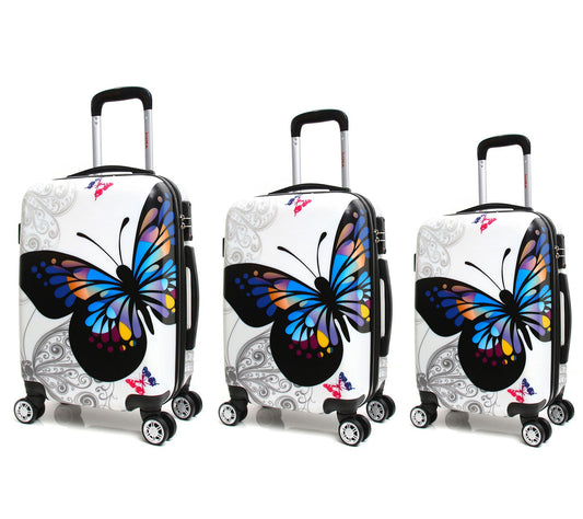 InUSA Butterfly Lightweight Hardside Spinner 3iece Set