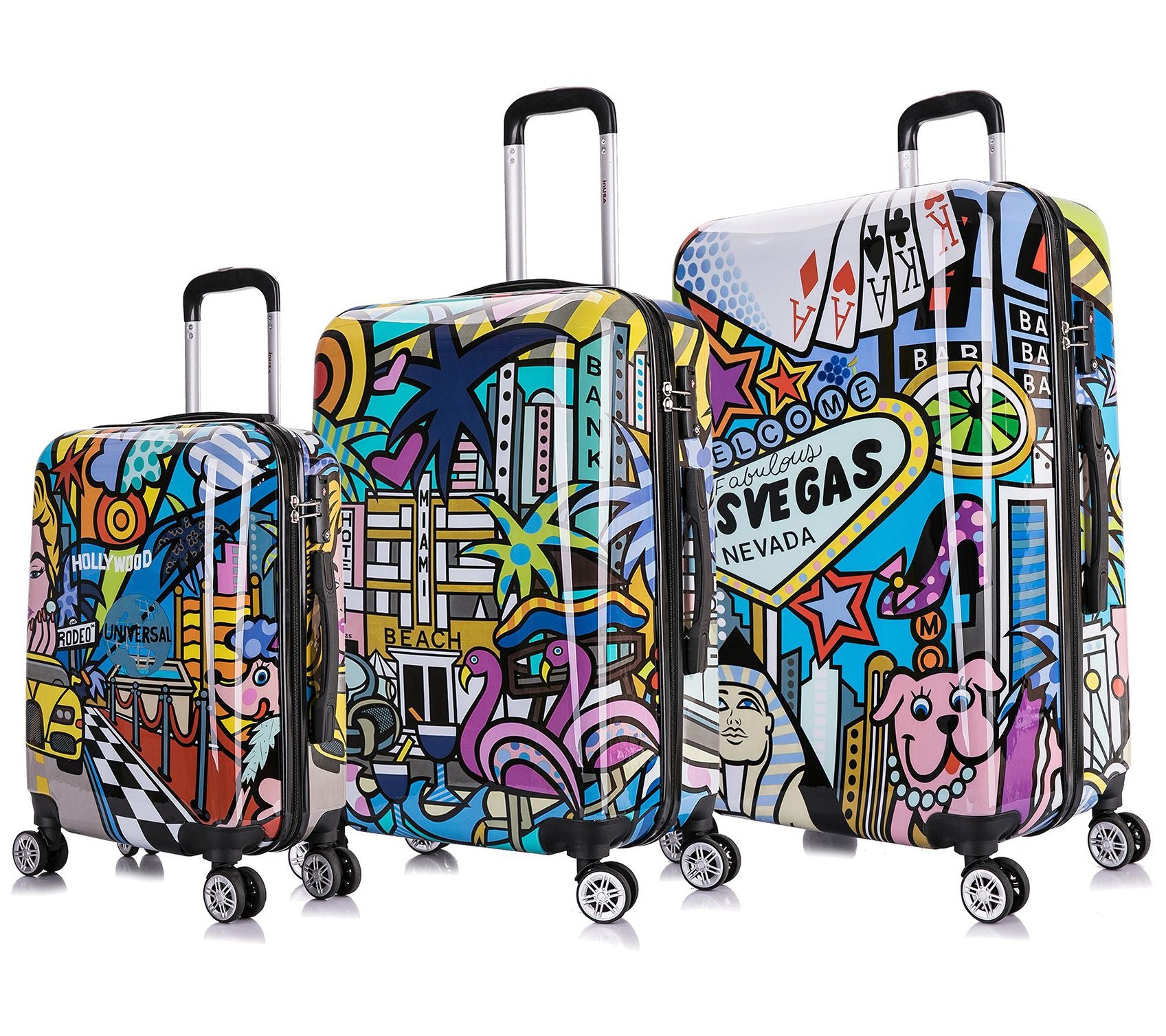 InUSA Cities Lightweight Hardside Spinner 3-Piece Set-Prints