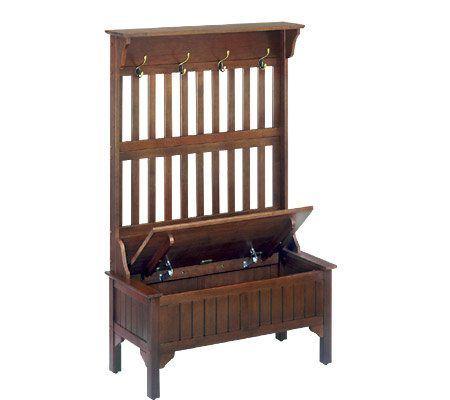 Home Styles Cherry Storage Bench with Coat Rack