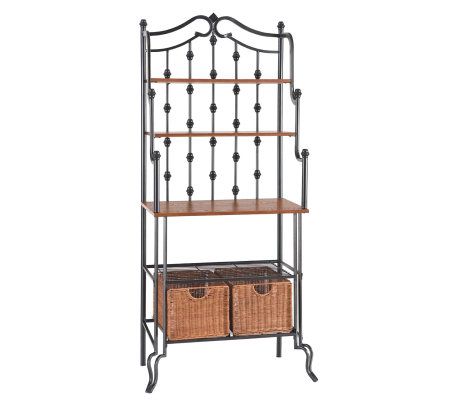 Lane Black Baker's Rack with Storage Baskets