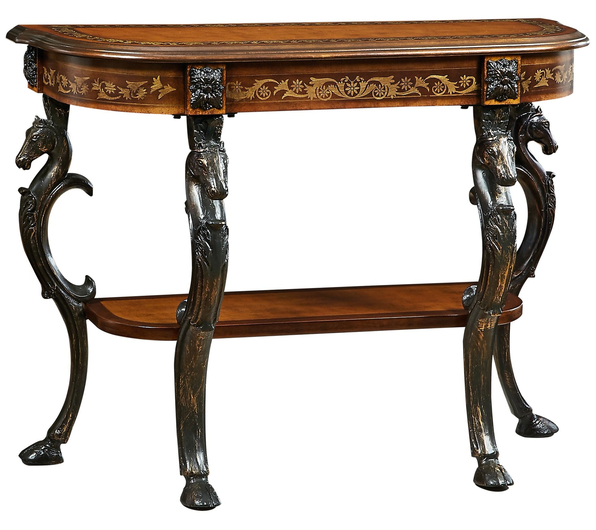 Powell Masterpiece Floral Demilune Console Table