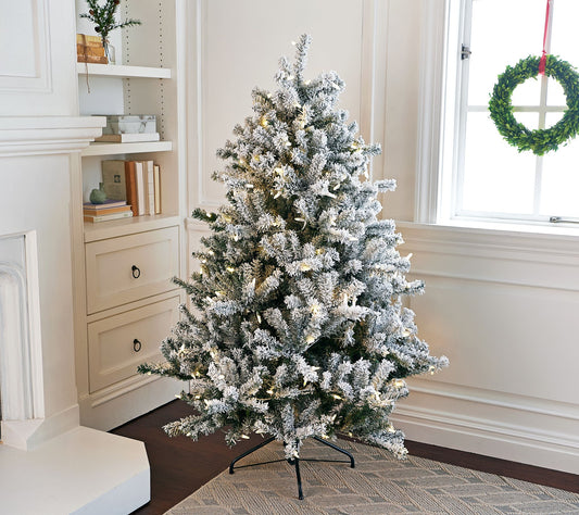 Home Reflections LED 5' Full Profile Cool Island Flocked Tree