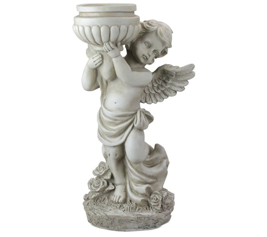 Northlight 17" Angel Cherub Holding a Birdbatharden Statue-R