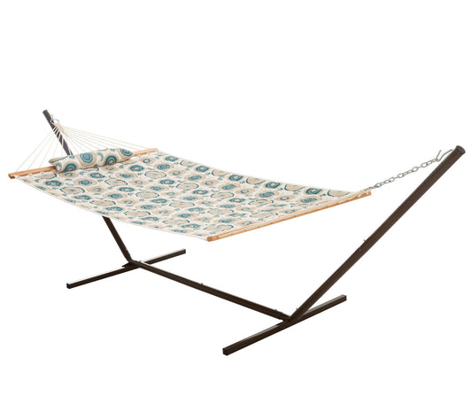 45" Multi-Colored Quilted Hammock Combo with Pillow and Stand