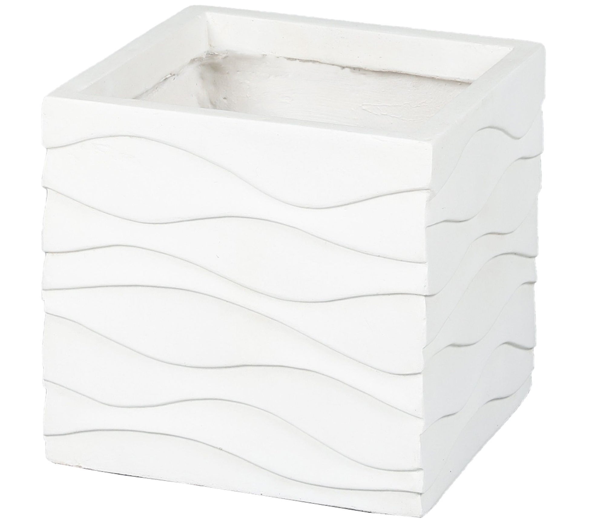 Luxen Home White MgO Wavy Design Square Planter