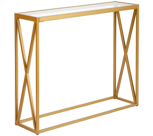 Hudson & Canal Arlo Geometric Side Table with G lass Top