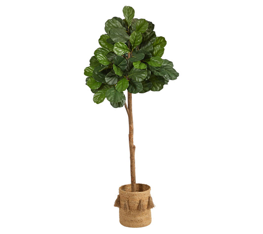 6' Fiddle Leaf Fig Jute Planter by Nearly Natur al