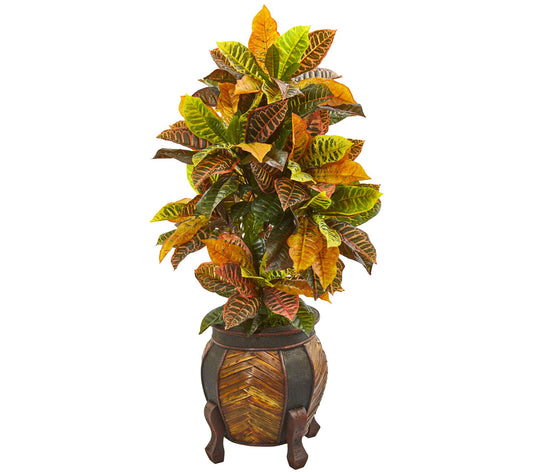 44in.  Croton Artificial Plant in Decorative Planter