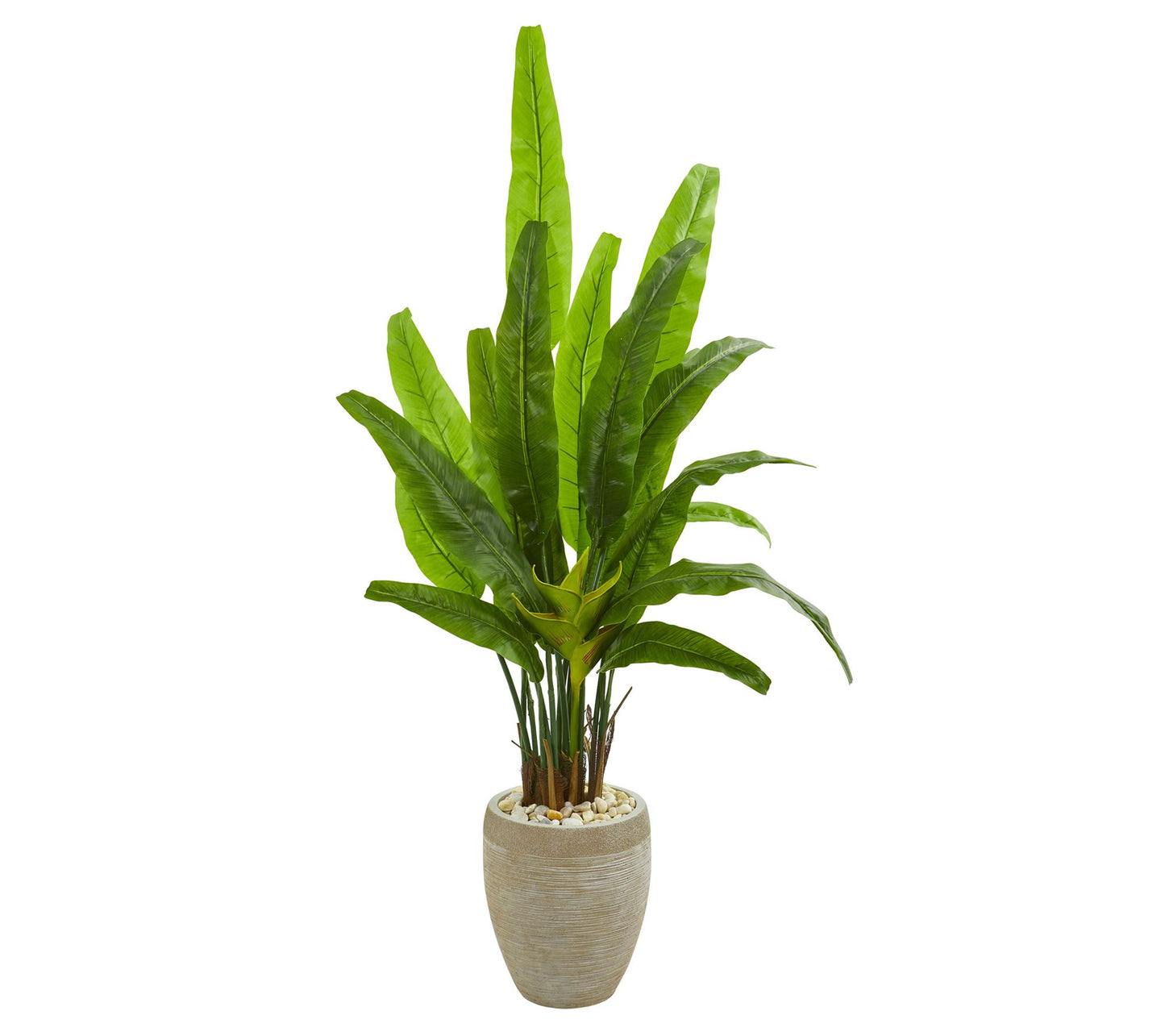 64in.  Travelers Palm Artificial Tree in Sand Colored Planter
