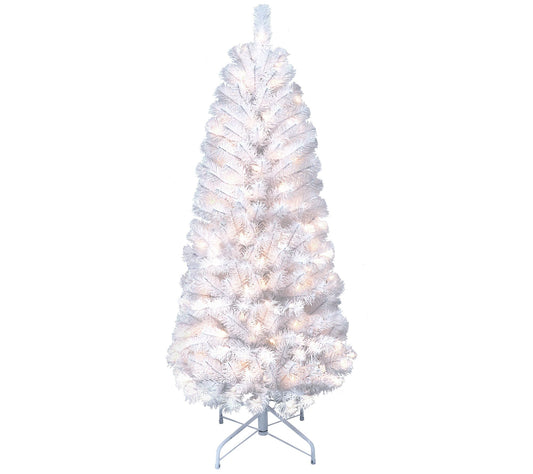 Puleo Pre-Lit 4.5' White Pencil Northern Fir Ch ristmas Tree