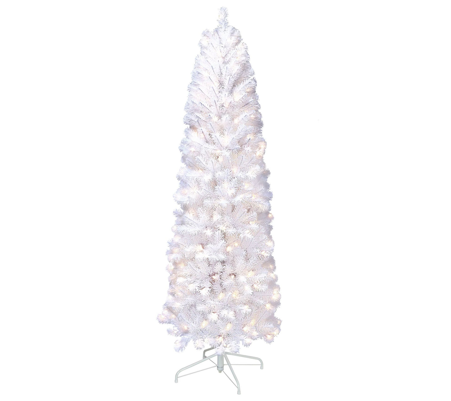 Puleo Pre-Lit 6.5' White Pencil Northern Fir Artificial Tree