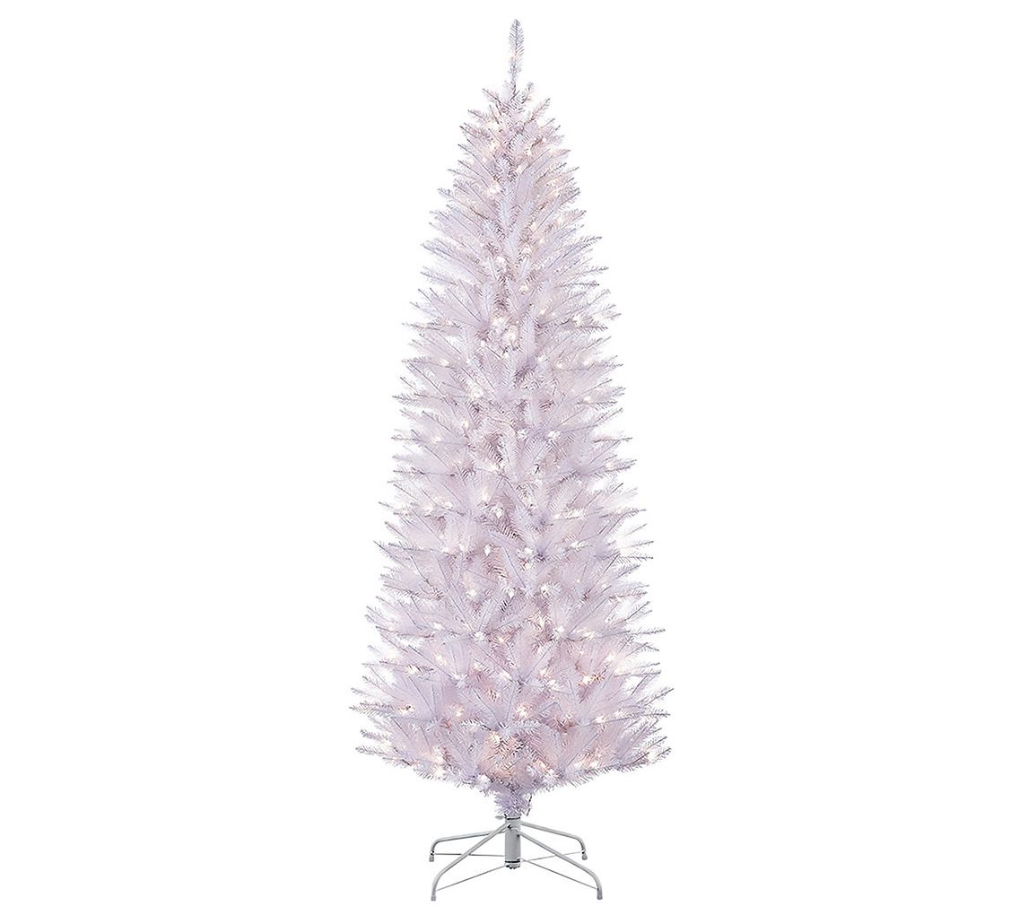 Puleo 7.5' Pre-Lit White FraserFir Pencil Chris tmas Tree