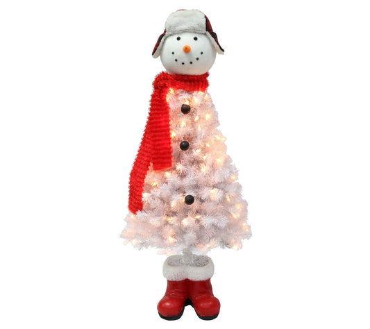 Puleo Pre-Lit 4' Snowman Christmas Tree with 100 Lights