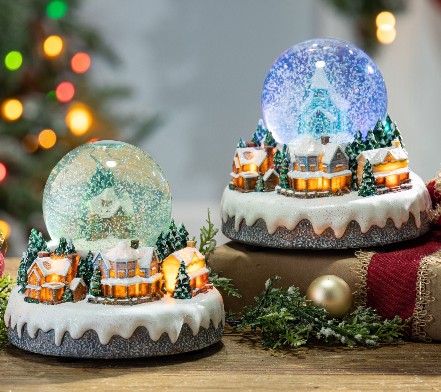 S/2 6.7-in L Musical Spinning Water Globe by Ge rson Co